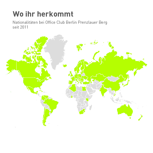 Weltkarte der Office Club-Coworker 2012